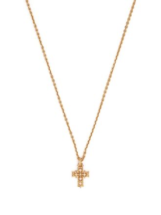 Emanuele Bicocchi diamond cross pendant necklace - unisex - Diamond/24kt Gold Plated Sterling Silver - One Size