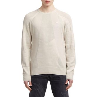 G-Star 3D Biker Textureblock Crewneck Sweater in White Bait Multi at Nordstrom, Size X-Small