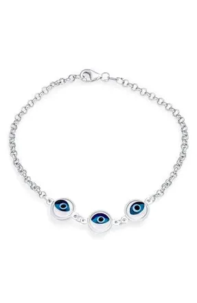 Bling Jewelry Evil Eye Glass Bead Bracelet in Blue at Nordstrom Rack, Size 7