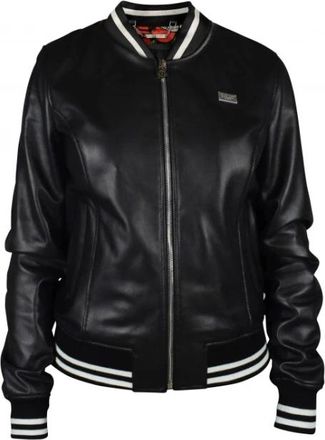Philipp Plein Bomber Jacket - Dames - Leren en Su&egrave;de Jassen - Zwart - M - Leer - Jassen