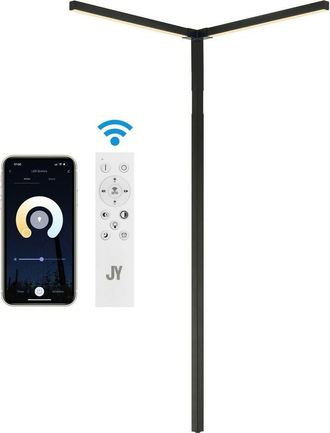 Jonathan Y Designs Madsen 18.25 2-Light Modern Minimalist Iron Integrated Plug-In LED Sconce for Ceiling Corner with App/Remote Controllers, Black at