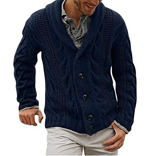 Onsoyours Gilet Homme Tricoté Pull avec Col Châle Cardigan