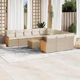 vidaXL Set De Sof&aacute;s De Jard&iacute;n 12 Pzas Y Cojines Rat&aacute;n Sint&eacute;tico Marr&oacute;n Vidaxl