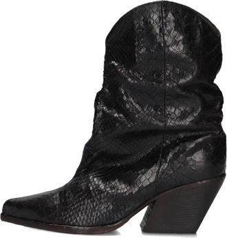 Elena Iachi Schoenen, Dames, Zwart, 41 EU, Leer, Texan Enkellaars