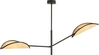 Wonderlamp Lámpara colgante estilo natural con 2 pantallas de ratán