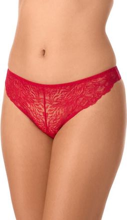 OnGossamer Luxe Lace Thong in Crimson Berry at Nordstrom, Size X-Large