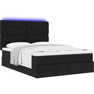 vidaXL Estructura Cama Otomana Colch&oacute;n Tela Negra 140x190 Cm Vidaxl