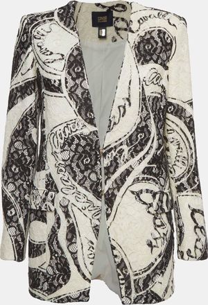 Roberto Cavalli White/black Lace Regular Fit Blazer