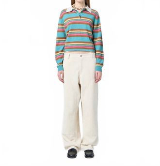 Guest In Residence Cropped Stripe Rugby Sweater In Glacier Combo