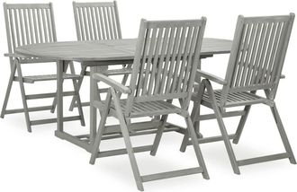 vidaXL Conjunto De Comedor De Jard&iacute;n De 5 Piezas (150-200 Cm) X 100 Cm, Madera Maciza De Acacia Gris Vidaxl