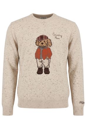 MC2 Saint Barth Donegal Wool Country Club Embroidered Crewneck Sweater
