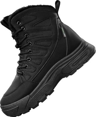 Generic Men winter snow boots with thick fleece warm and non slip boots large cotton short boots (black,7.5)