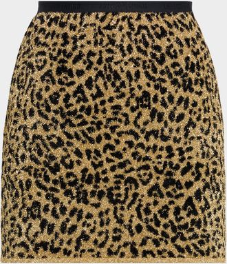 Valentino Garavani Metallic Leopard Pull-On Mini Skirt