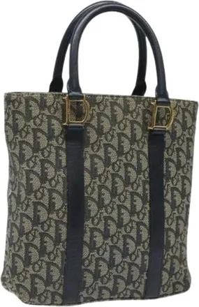 Dior Pre-owned Tote Bags, female, Blue, Size: ONE SIZE Pre-owned Trotter Canvas Hand Bag