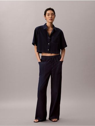 Calvin Klein Jeans Calvin Klein Womens Cotton Lyocell Pull-On Cargo Pants - Blue - XL