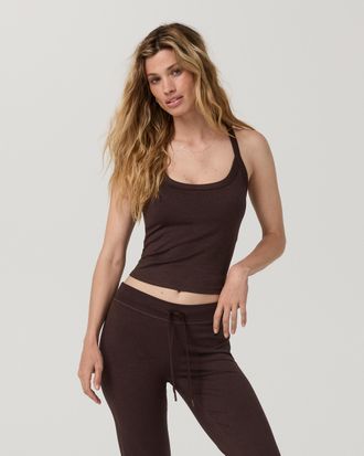 Vuori Clothing Halo Cross Back Tank Top | Java Heather | XS, Size Extra Small
