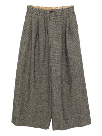 Uma Wang Broek met pied-de-poule print - Zwart