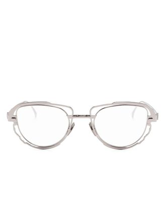 Kuboraum H02 geometric-frame glasses - unisex - Metal - One Size - Silver