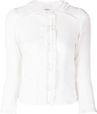 Isabel Marant Georgia ruffled semi-sheer blouse - women - Polyester/Spandex/Elastane/Cotton/Viscose - 34 - White