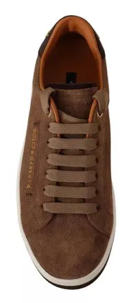 Dolce & Gabbana Brown Suede Logo Low Top Sneakers Men Shoes Leather