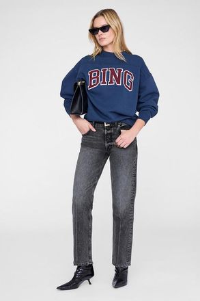 Anine Bing Trenton Sweatshirt in Washed Navy at Nordstrom, Size X-Small