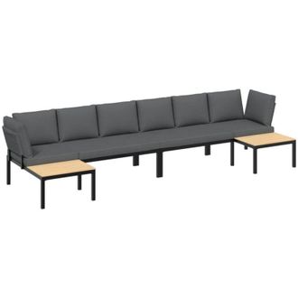 vidaXL Set De Sof&aacute;s De Jard&iacute;n Con Cojines 4 Piezas Aluminio Negro Vidaxl