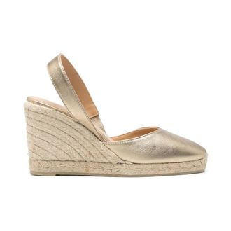 Castaner Schoenen, Dames, Geel, 40 EU, Leer, Metallic Finish Sleehak Slingback Schoenen