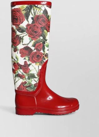Dolce & Gabbana floral rubber knee-high flat boots