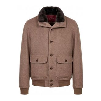 Montecore Wool Blend Bomber Jacket with Fur Collar - Heren - Bomber jackets - Bruin - 3XL - Wol - Jassen