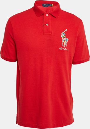 Ralph Lauren Polo Ralph Lauren Red Embroidered Cotton Pique Classic Fit Polo T-Shirt