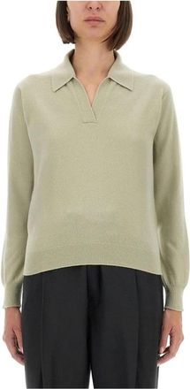 Maison Margiela Polo Knit Top - Dames - V-hals truien - Groen - M - Truien & Vesten