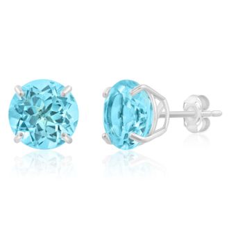 MAX + STONE 14k Yellow or White Gold 9mm Round Large Gemstone Stud Earrings