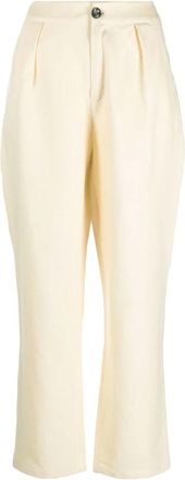 Siedres Beige Linnen Plooi Broek - Dames - Wijde Broeken - Beige - XS - Linnen - Broeken