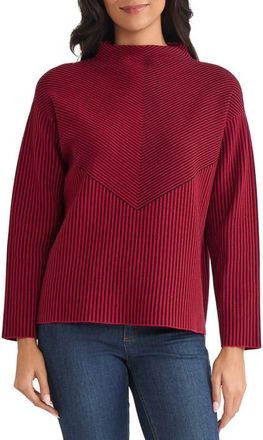 Jones New York Funnel Neck Jacquard Sweater in Venetian Red/Jones Black at Nordstrom, Size X-Large P