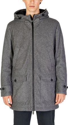 Hamaki-Ho Mens Wool Blend Parka Hooded Zipup - Grey - Size EU 44 (Mens)