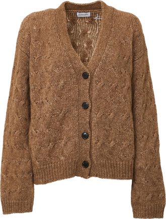Scaglione Boxy Fluffy Cable Knit Cardigan