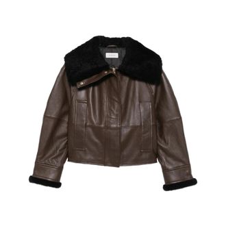 Sportmax Spssalve Cropped Shearling Collar Jacket - Dames - Jassen - Bruin - Maat: XS Zijde