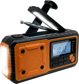 OEM Radio De Emergencia - Am Fm Onda Corta - Bater&iacute;a 4000 Mah - Luz Led - Panel Solar - Manivela - Naranja - 1 Unidad