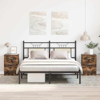 vidaXL Comodini 2 pz Rovere Fumo 38x35x56 cm in Legno Multistrato - Vidaxl