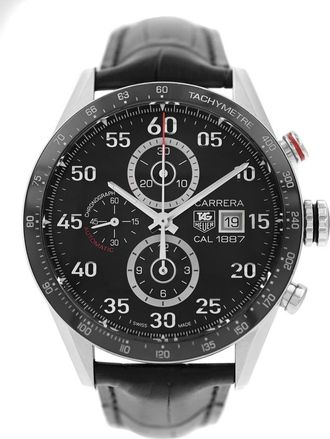 Tag Heuer Pre-owned Tag Heuer Carrera Chronograph Automatic Black Dial Mens Watch CAR2A10.FC623