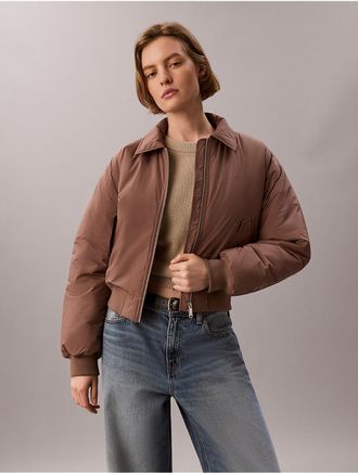 Calvin Klein Jeans Calvin Klein Womens Padded Nylon Bomber Jacket - Brown - XL
