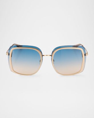 Barton Perreira Halima 65mm Square Titanium Sunglasses