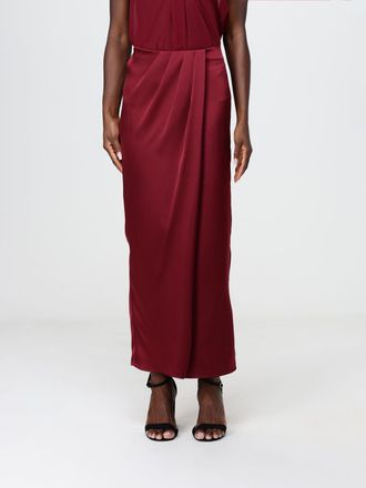 Hanita Draped High-Waisted Satin Long Pencil Skirt
