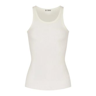 Éterne Tops, Dames, Beige, S, Katoen, Mouwloze top met ronde hals