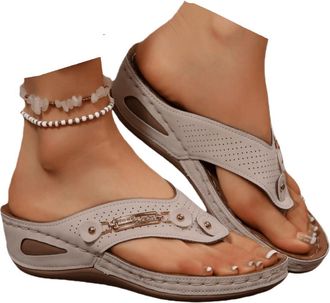 Generic Sandals Women Fashion Wedges Arch Support Flip Flops for Women Orthotic Sandals for Plantar Fasciitis Lightweight Thong Sandals for Walking, Foot Pain