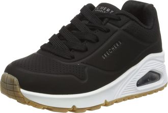 Skechers Girls Uno Stand on Air Sneaker, Black Pu Trim, 13.5 UK Child