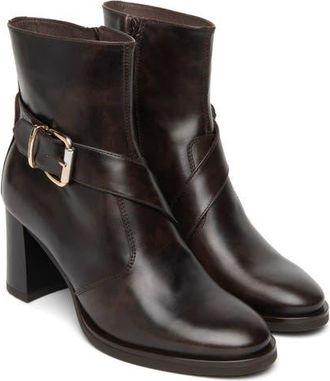 Nero Giardini Leather Ankle Strap Bootie in Chocolate at Nordstrom, Size 37