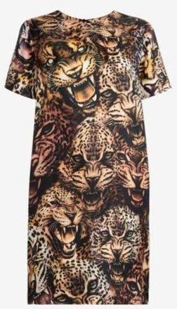 Roberto Cavalli Tiger Print Mini Silk Dress, Brand Size 44 ( US Size 10 )