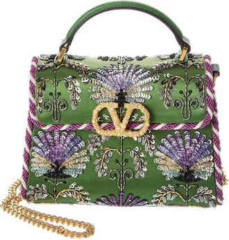 Valentino Vsling Mini Satin & Leather Shoulder Bag