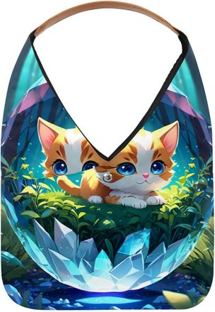 Generic Cat Crystal Ball Reusable Lightweight Grocery Bags - Foldable Into Compact Pouch, Washable & Sturdy, Multipurpose for Shopping and Travel